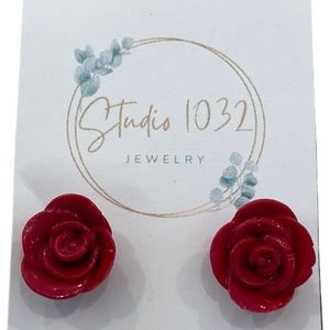 Red rose earrings